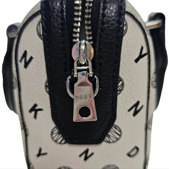 DKNY Elise Signature Logo Mini Box Crossbody Women's Handbag Cream & Black - Picture 5 of 7